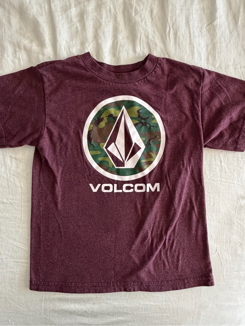 Volcom Maroon Short-Sleeve Tee with Camo Logo